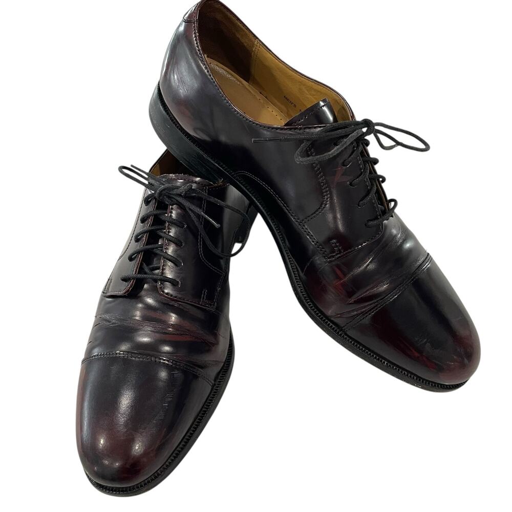 Cole Haan Leather Lace Up Dress Shoes Men 11 Brown Burgundy Cap Toe Oxford READ - Picture 5 of 15